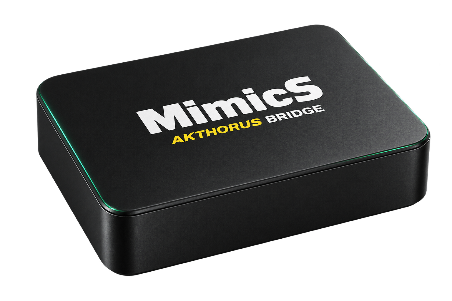 MimicS hardware module illustration: a small black device bearing the MimicS and AKTHORUS BRIDGE brands.